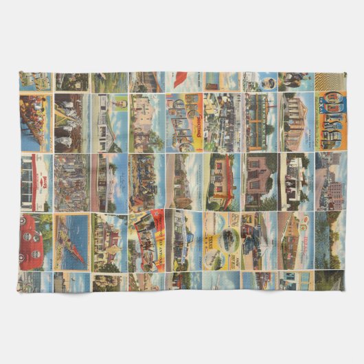 旧テキサス州はがきキッチンタオル キッチンタオル (横)