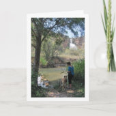 旧ドメニョの滝での少女と犬の肖像 カード (正面)