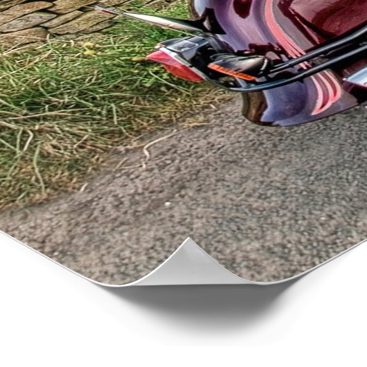 旧バイクもしくは自転車に乗る人オートバイアメリカ製 ポスター (角)