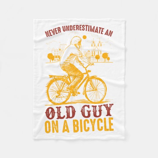 旧バイクもしくは自転車に乗る人デザイン |自転車 |過小評価なし フリースブランケット (正面)