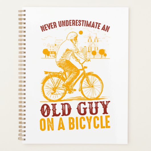 旧バイクもしくは自転車に乗る人デザイン |自転車 |過小評価なし プランナー手帳 (正面)