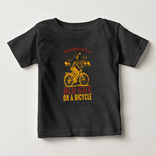 旧バイクもしくは自転車に乗る人デザイン |自転車 |過小評価なし ベビーTシャツ (正面)