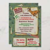 旧バックの鹿狩り誕生日パーティーの招待状 招待状 (正面/裏面)