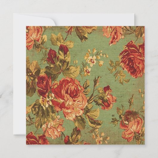 旧バラオングリーンスクエアノートカードパーソナライズされた (裏面)