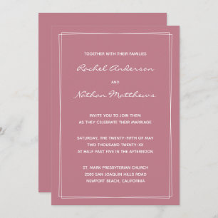 旧バラピンクミニマル結婚式招待状