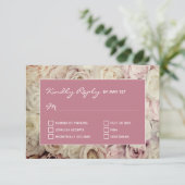 旧バラピンクRSVPカードバラ背景 出欠カード (スタンド正面)