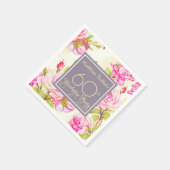 旧バラ60th誕生日パーティーペーパーナプキン スタンダードカクテルナプキン (角)