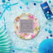 旧バラ80歳誕生日パーティー紙プレート ペーパープレート (パーティー)