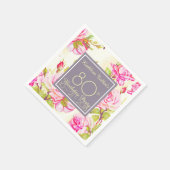 旧バラ80th誕生日パーティーペーパーナプキン スタンダードカクテルナプキン (角)