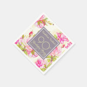 旧バラ90th誕生日パーティーペーパーナプキン スタンダードカクテルナプキン (角)