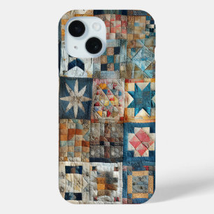 旧パッチワークファッションドキルトデザイン iPhone 15ケース