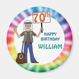 旧ヒッピーヒッピー絞り染め第70回誕生日パーティー マグネット