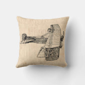 旧ファッションドアンティーク飛行機ベージュスクリプト クッション (裏面)