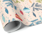 旧ファッションドクリスマスオーナメントぶら下がったズ・オン・ツリー ラッピングペーパー (ロールコーナー)