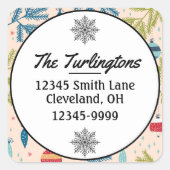 旧ファッションドクリスマスオーナメント差出人住所 スクエアシール (正面)