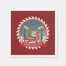 旧ファッションドクリスマスヴィンテージ赤トラック紙