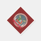 旧ファッションドクリスマスヴィンテージ赤トラック紙 スタンダードカクテルナプキン (角)