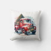 旧ファッションドクリスマスヴィンテージ赤トラック クッション (正面)