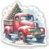 旧ファッションドクリスマスヴィンテージ赤トラック シール (正面)