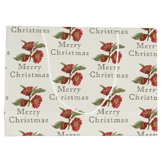 旧ファッションドクリスマス赤と緑 ラージペーパーバッグ (裏面)