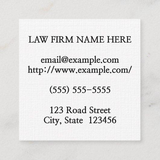 旧ファッションドスタイル弁護士名刺 スクエア名刺 (裏面)