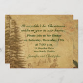 旧ファッションドデザインクリスマスディナー 招待状 (正面/裏面)
