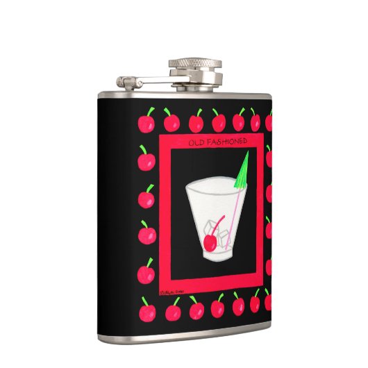 旧ファッションドレトロドリンクさくらんぼ名パーソナライズされた フラスク (右)