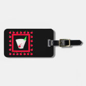 旧ファッションドレトロドリンク赤さくらんぼオンブラック ラゲッジタグ (正面横)