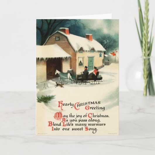 旧ファッションドヴィンテージビクトリアンメリークリスマス12 シーズンカード (正面)