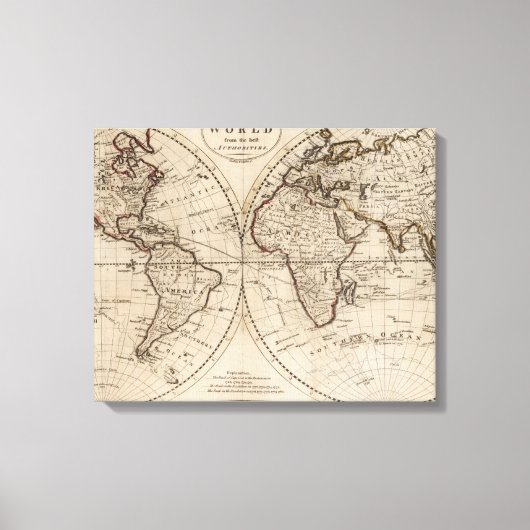 旧ファッションド世界地図（1795年） キャンバスプリント (正面)