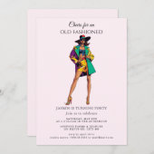 旧ファッションド誕生日招待状 招待状 (正面/裏面)