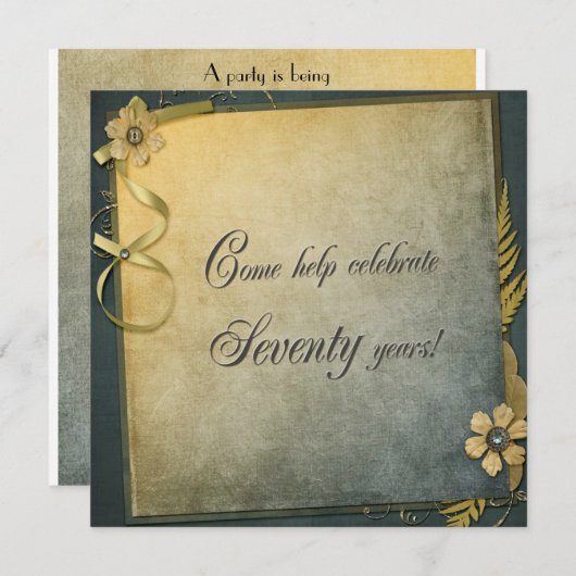 旧ファッションド70誕生日招待状 招待状 (正面/裏面)