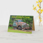 旧ファーム機器の父の日グリーティングカード カード (黄色い花)