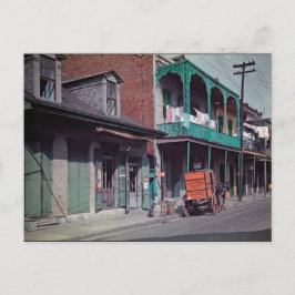 旧フランスの四半期コーヒー配送カート ポストカード