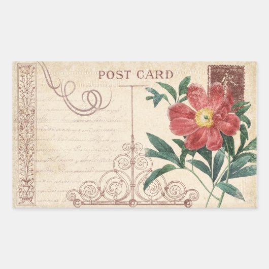 旧フローラはがきヴィンテージスクラップブック 長方形シール (正面)