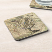 旧ブリティッシュ・アメリカ極熊のコンパスの地図を探索 コースター (左側)