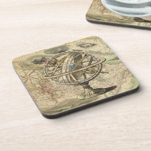 旧ブリティッシュ・アメリカ極熊のコンパスの地図を探索 コースター (左側)