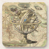 旧ブリティッシュ・アメリカ極熊のコンパスの地図を探索 コースター (正面)