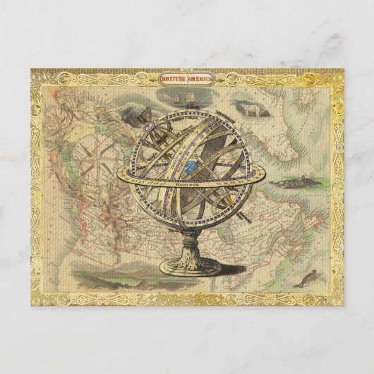 旧ブリティッシュ・アメリカ極熊のコンパスの地図を探索 シーズンポストカード (正面)