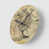 旧ブリティッシュ・アメリカ極熊のコンパスの地図を探索 ラウンド壁時計 (傾斜)