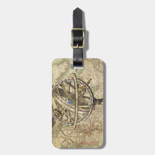 旧ブリティッシュ・アメリカ極熊のコンパスの地図を探索 ラゲッジタグ (正面縦)