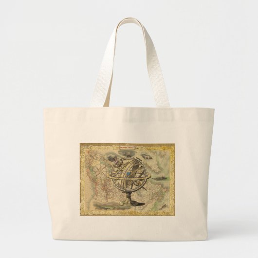 旧ブリティッシュ・アメリカ極熊のコンパスの地図を探索 ラージトートバッグ (正面)