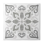 旧ホオーガニックームウォーターカラーデコール淡灰色白 タイル (正面)