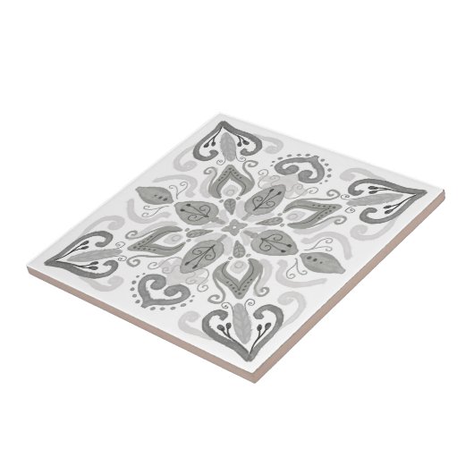 旧ホオーガニックームウォーターカラーデコール淡灰色白 タイル (側面)