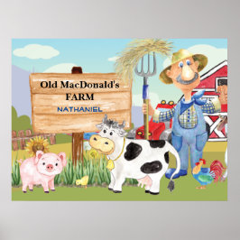 旧マクドナルドのE-I-E-I-E-I-Oファームモノグラム ポスター