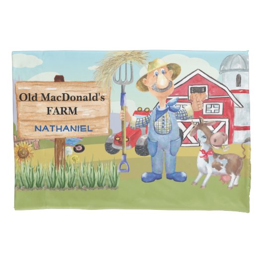 旧マクドナルドのE-I-E-I-E-I-Oファームモノグラム 枕カバー (正面左)