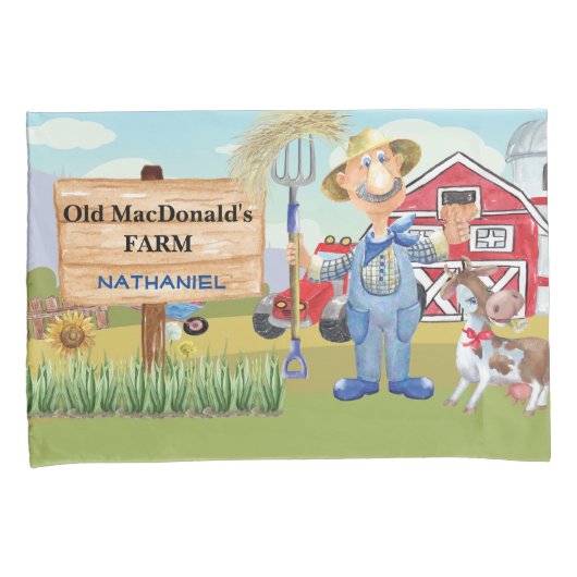 旧マクドナルドのE-I-E-I-E-I-Oファームモノグラム 枕カバー (正面右)