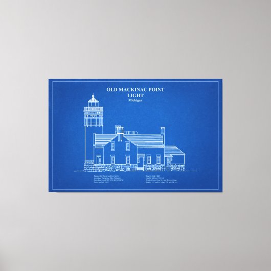 旧マッキナックポイントライト – ミシガン州 – AD キャンバスプリント (正面)