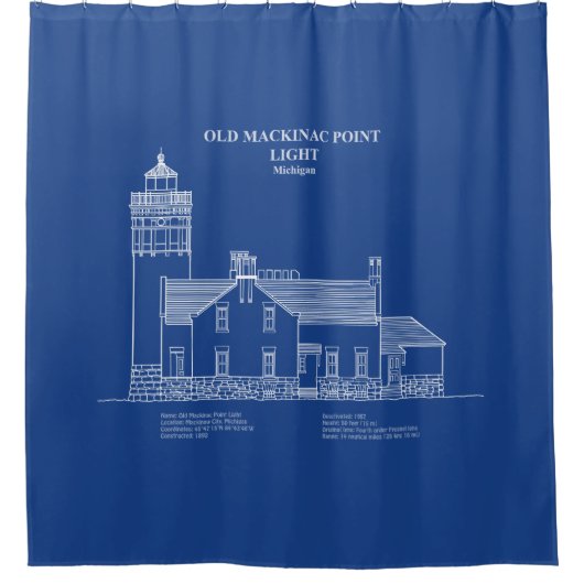 旧マッキナックポイントライト – ミシガン州 – AD シャワーカーテン (正面)