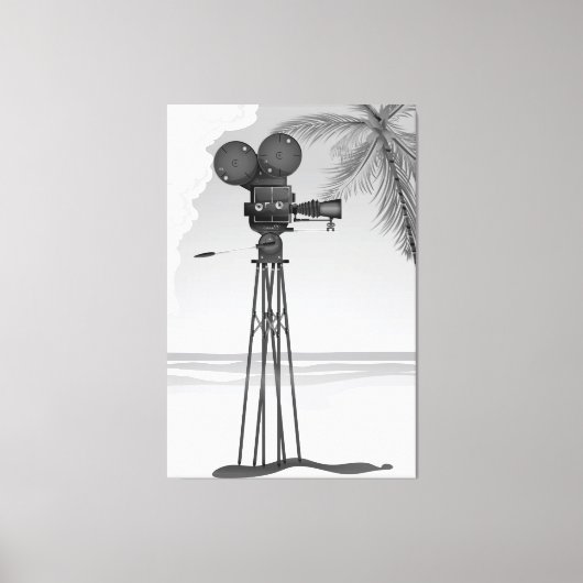 旧ムービー時間ヴィンテージフィルムカメラ。 キャンバスプリント (正面)